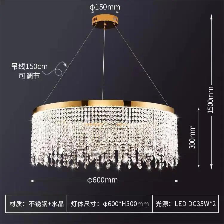 Nordic K9 Crystal Chandelier Luxury Hanging Lamp Gold Led Circle Ceiling Pendant Light Lustre Home Decor