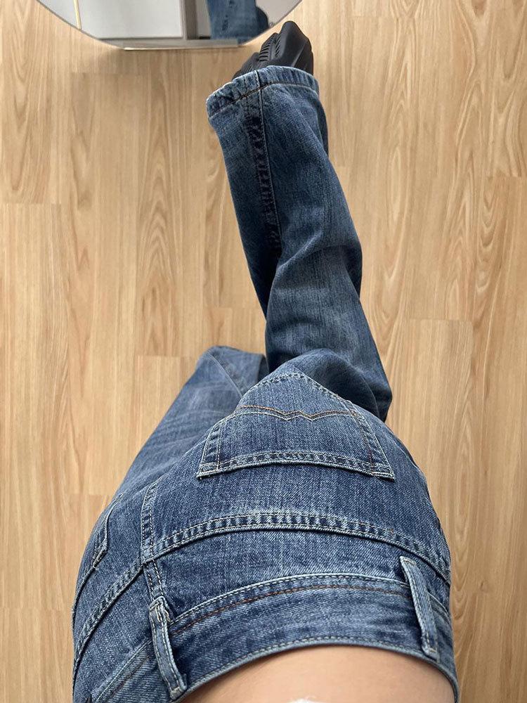 Übergröße Amerikanische Scharfe Mädchen Weite Beine Jeans - Neue Herbst Schlankmachende Gerade Hosen