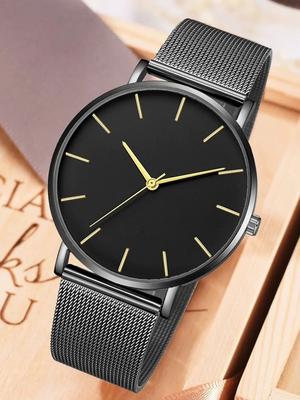 Mode Metalen Casual Horloge Eenvoudig Quartz Polshorloge Dames Zwart Mesh Roestvrijstalen Horloge voor Zakelijk Sportief Hardlopen