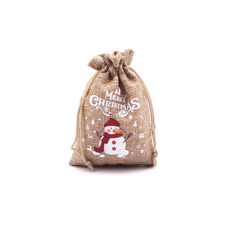 Jute-Style Christmas Gift Bag with Drawstring Closure - Small Candy & Apple Storage