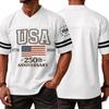 Men's V Neck Short Sleeve Sports T Shirt with USA 250th Anniversary 1776 2026 Print Casual Fashion Jersey Style Top