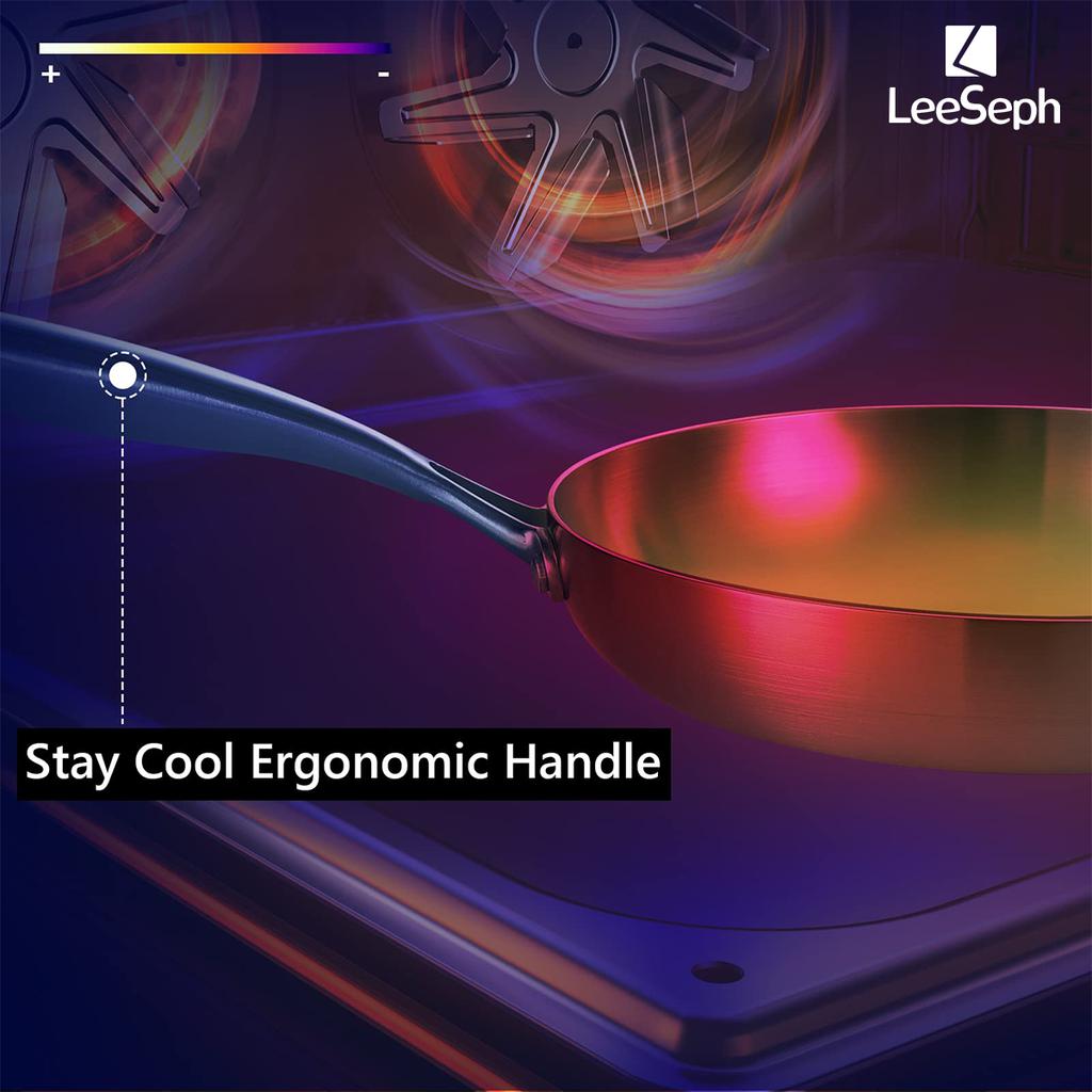 Leeseph Tri-ply Stainless Steel Frying Pan, Multipurpose Fry Pan, Cooking Skillet with Stainless Steel Handles, Kitchen Cookware