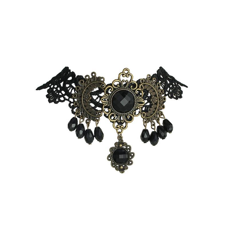 Vintage Szeroka Wersja Krótki Koronkowy Łańcuszek na Szyję Kobiety, Modny Trendy Naszyjnik Łańcuszek na Obojczyk Seksowny Kołnierzyk