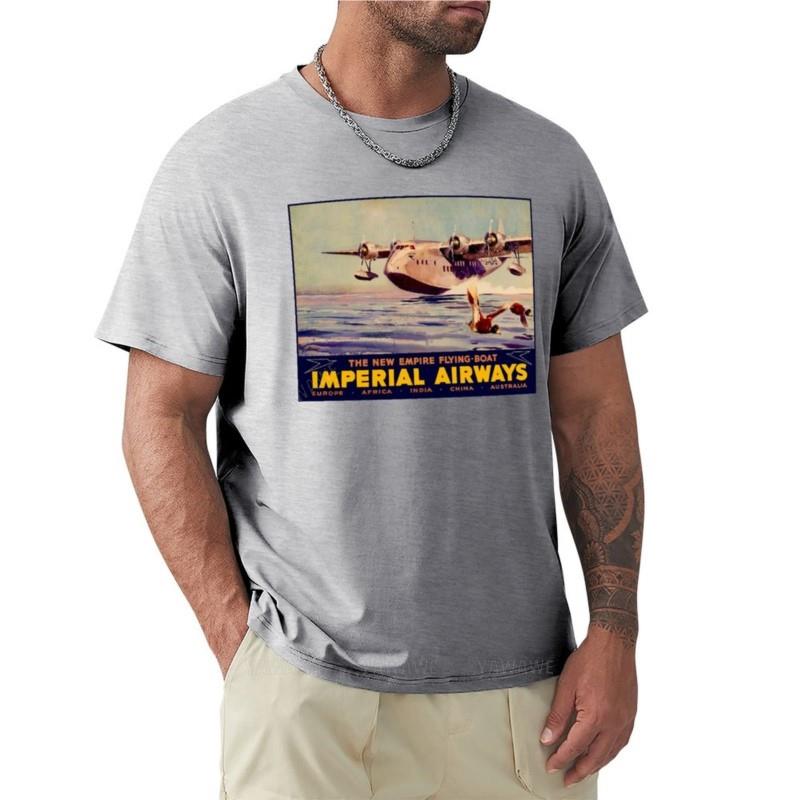 IMPERIAL AIRWAYS : Flugboot Reise Werbung Druck T-Shirt schwarzes T-Shirt Grafik T-Shirt Kleidung für Männer