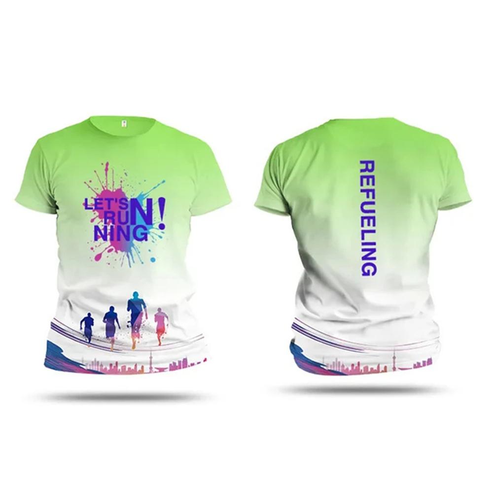 Herren T-Shirt Laufen Sport 3D-Druck Sommer Schnelltrocknend Kurzarm Rundhals Outdoor Laufen Gehen Leichte T-Shirts