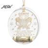 Hanging Decor for Showcase Christmas Tree Money Holder Pendant, Transparent Acrylic Round Ornament, 12 Holiday Gift Tags Zodiac Signs Theme Decorative