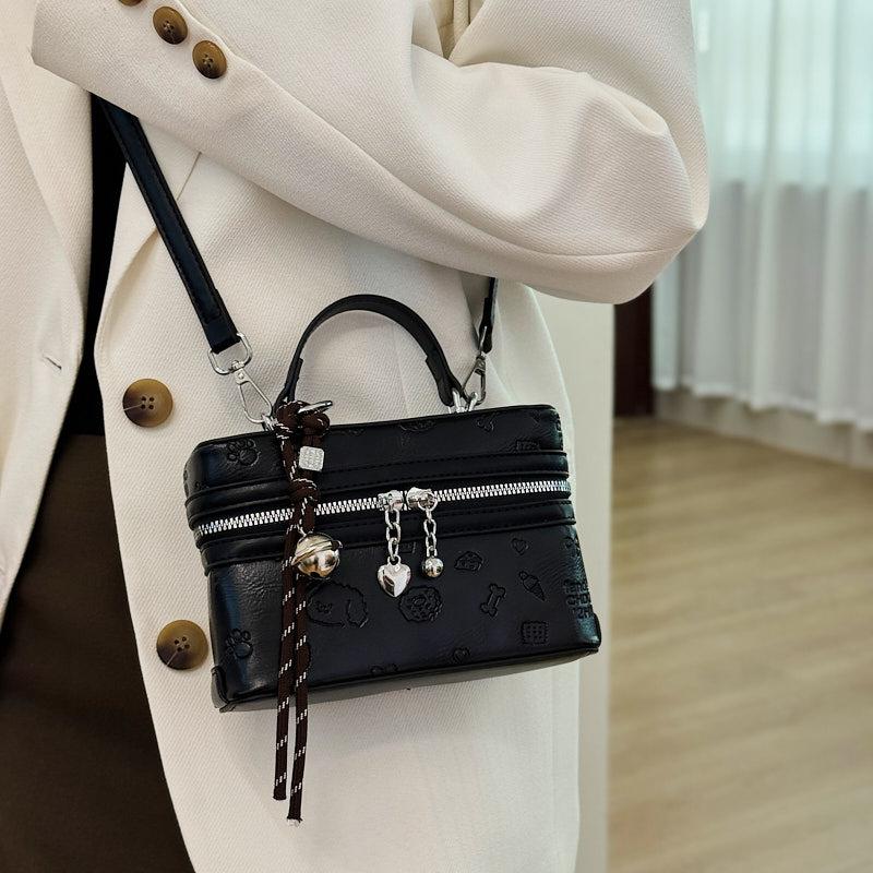 Internet Celebrity Small Bag 2025 New Korean Version Fashion Contrast Small Square Bag Women's Foreign Versatile Shoulder Box Bag Pu