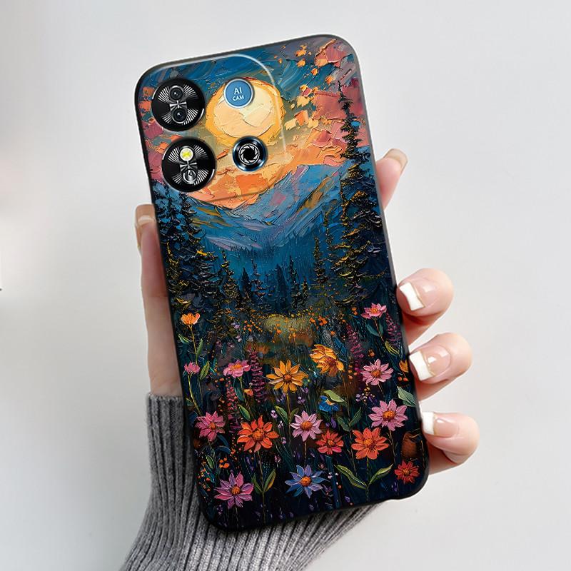 For Oukitel C57S C57 Pro Plus Ultra Case BLU J12 Back Cover Cute Love Heart Rabbit Black TPU Soft Silicone Protective Phone Case