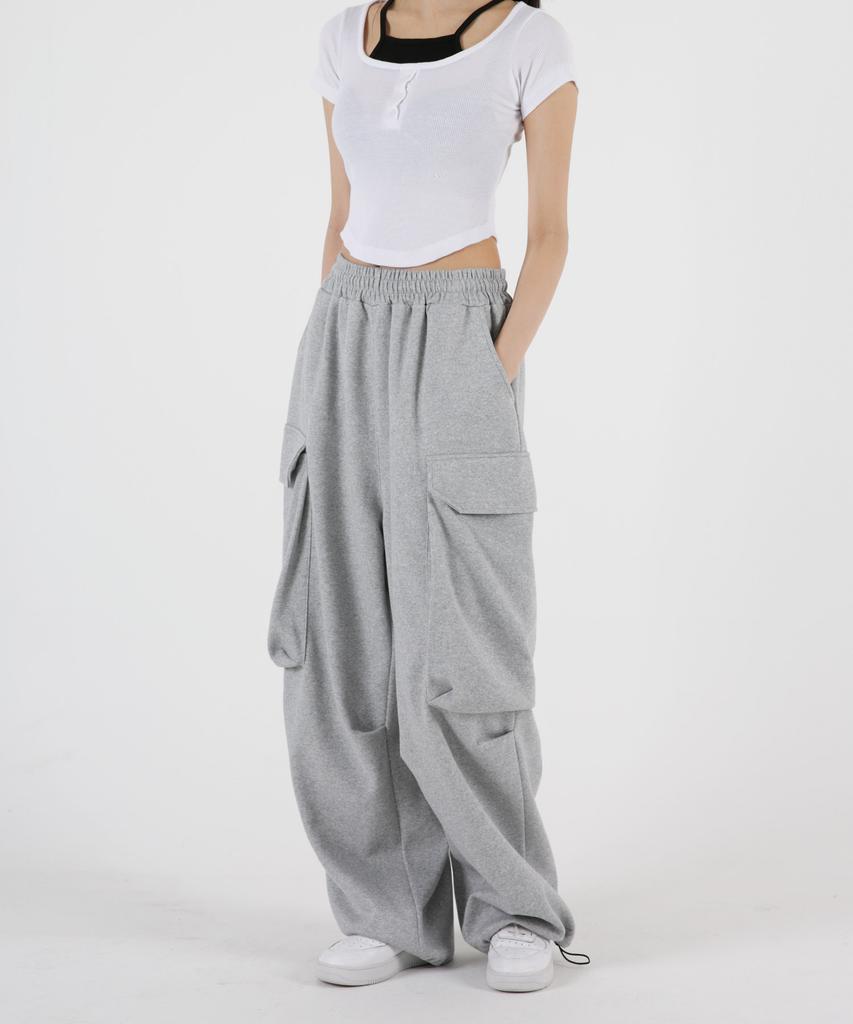 UMM Big Pocket Cargo Wide Drawstring Jogger Training Pants 2 Colors