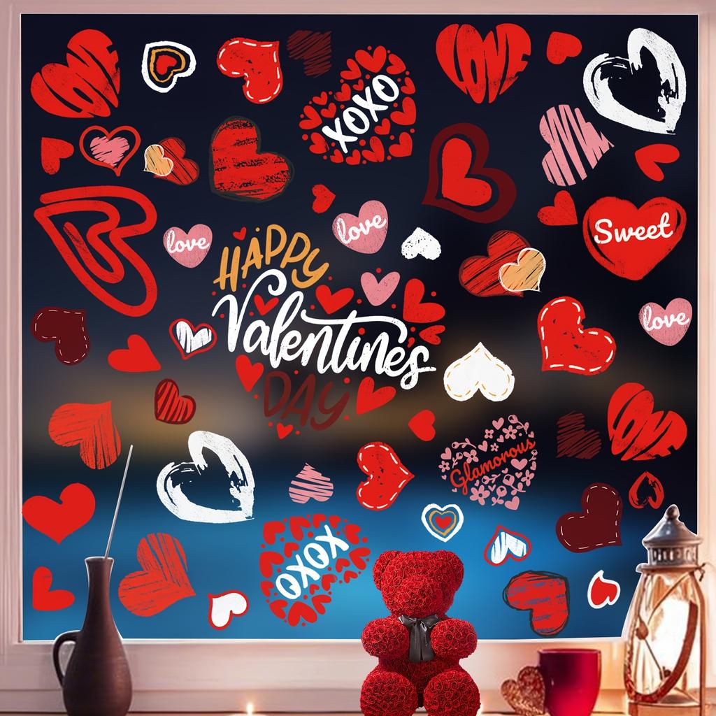 6 Sheets of Valentine'S Day Window Decorations, , Double-Sided Window Decals Perfect for Valentine'S Day And Wedding Decor