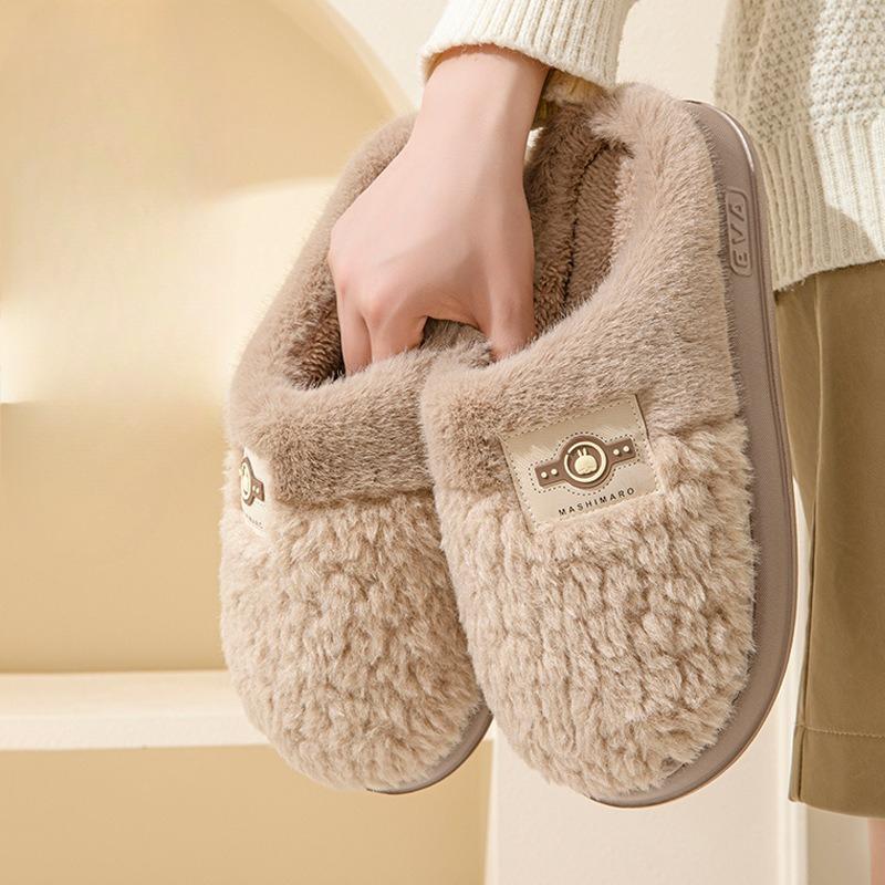 Cotton Slippers for Women's Inner Home, Thick-soled Plush Couple Shoes