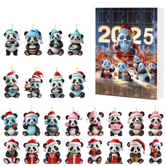 2025 Panda Adventskalender med 24 Panda-pynt Barnas Juleferie Nedtellingskalender Juletrepynt