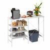 Storage Table, Combinable Organizer Table with White Metal Frame & Top, Flexibly Mountable for Kitchen, Living Room, Basement & Garage, 120x40x85.5cm