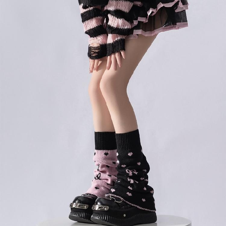Polainas de Punto Elegantes para Niña Calcetines sin Pies Patrón Estético de Lazos de Mariposa Reversibles Holgados Cubre Pies