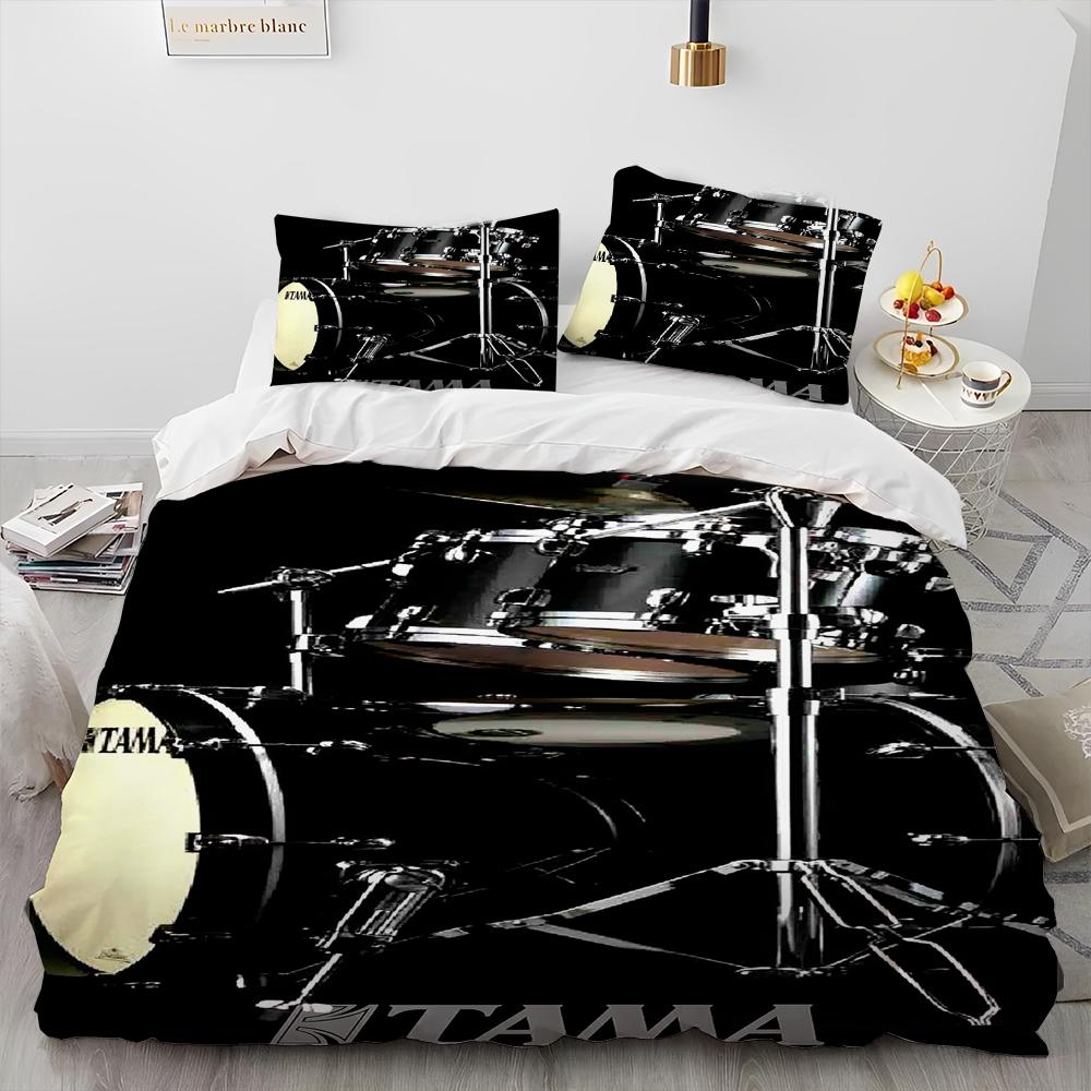 3D Drum Kit Music Instruments Comforter Bedding Set,Duvet Cover Bed Set Quilt Cover Pillowcase,King Queen Size Bedding Set Gift