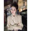 Women's French Style Polka Dot Ruffle Chiffon Blouse