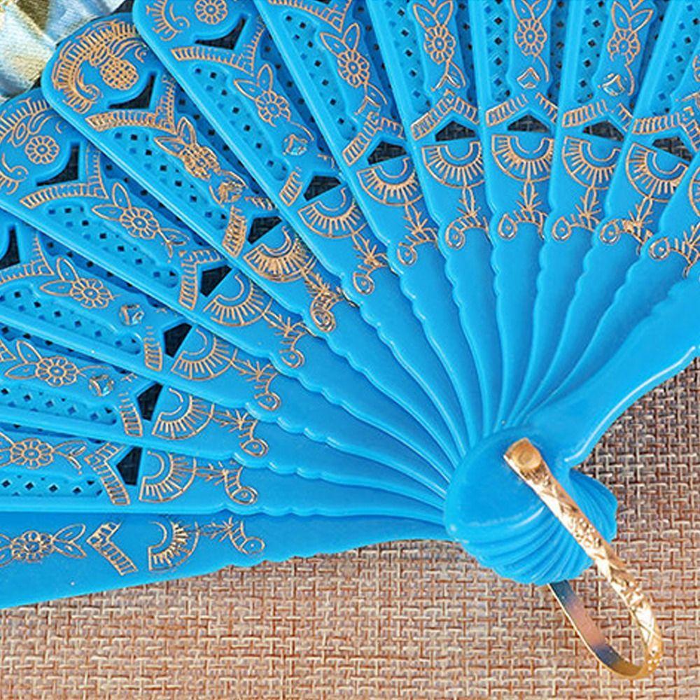 Handheld Embroidery Fan Plastic Chinese Folding Fan Flower Lace Fan Summer