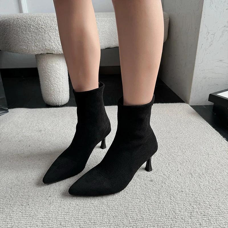 Fashion Ladies Shoes 2025 Hot Sale Back Zipper Women's Boots Fashion Crystal Office and Career Sexy Pointed Toe Best Seller Ankle Boots