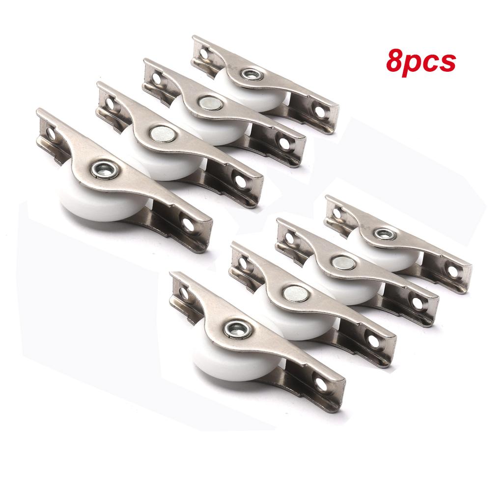 8PCS 25mm Sliding Door Roller Nylon Caster Wheel Pulley Runners for Cabinet Wardrobe Window Furniture Hardware load-bearing 20KG
