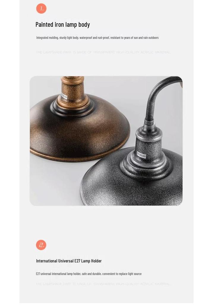 Retro American Outdoor Wall Lamp: Waterproof Lighting for Balcony, Corridor, Walkway, Garden, and Courtyard Fence.