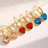Yousheng 1 Pair Drop Earrings, Detachable Pendant Design Women Earrings, Heart Rhinestones Inlaid Versatile Earrings for Jewelry
