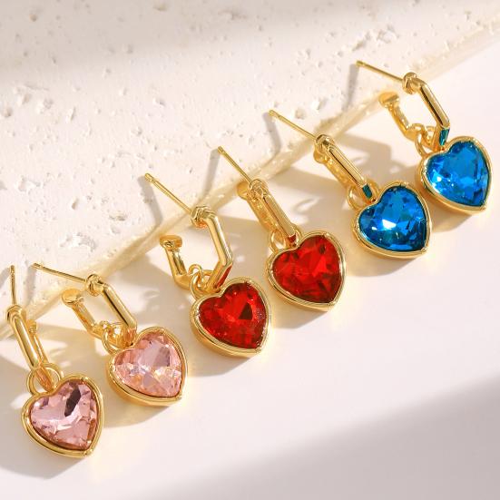 Yousheng 1 Pair Drop Earrings, Detachable Pendant Design Women Earrings, Heart Rhinestones Inlaid Versatile Earrings for Jewelry