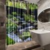 1 Pezzo Tenda da Doccia Cascata Naturale Paesaggio Stagno Panoramico con Vegetazione Arredo Bagno Tessuto in Poliestere Con 12 Ganci