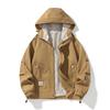 Spring and Autumn New Men's Jacket Men's Hooded Versatile Loose Workwear Casual Teen Solid Color Men's Jacket