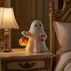 Halloween Ghost Night Lamp Holding Pumpkin Drinking Ghost Resin Statue Holiday Party Home Office Bedroom Ghost Decorative Lamp