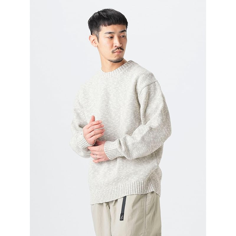 [Beaming Life Store by BEAMS] L/S Knit 5 Gauge Stretch Slab Crew Neck Knit Men's GREY L_92150360286