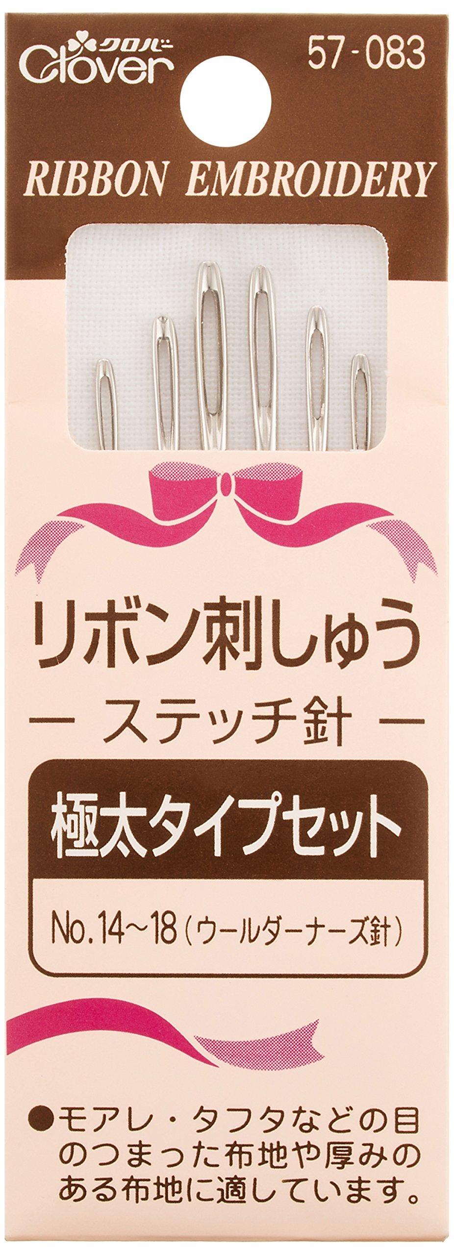Clover Ribbon Embroidery Stitch Needle Extra 6 Set, Thick, No. 14-18, needles, 57-083