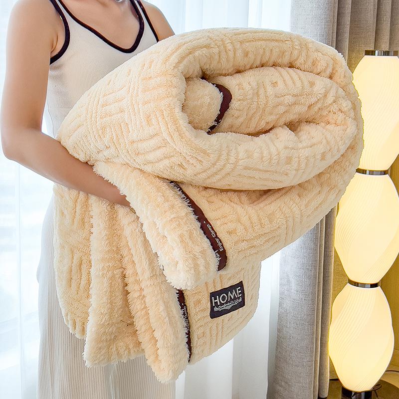 Thickened Winter Coral Fleece Blanket for Office, Sofa, or Bed - Cozy Nap Shawl & Air Conditioning Cover