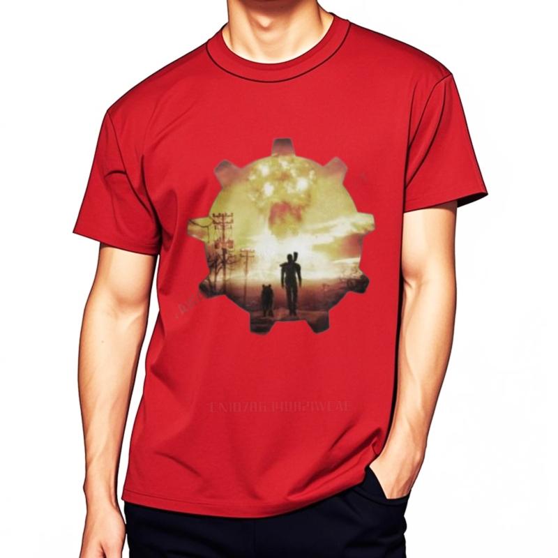 New Cotton Men Tshirt The Lone Wanderer TShirt Boys TShirts Man Clothes Blouse Mens White TShirts Tops For Him Rock tshirt S