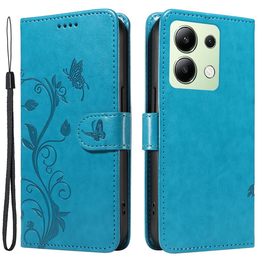 Pro Xiaomi Redmi Note 13 4G Pouzdra z PU kůže Vzor květin Peněženka Stojánek Kryt na telefon s popruhem