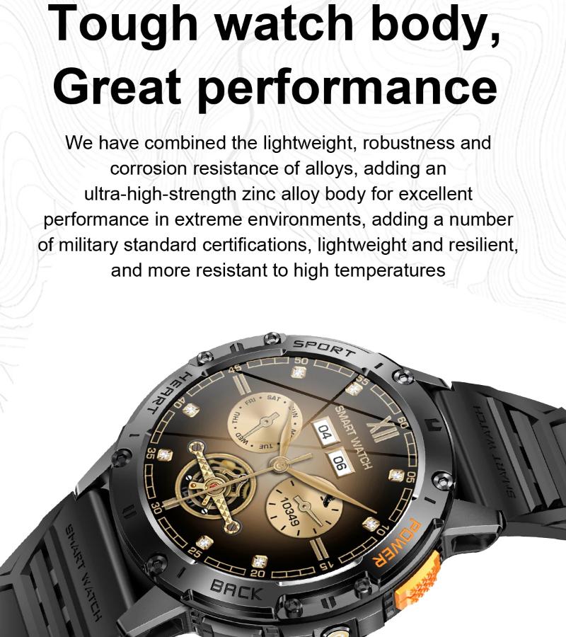 2025 New For Android Ios New AMOLED Smart Watch Men with Flashlight Sports Waterproof Fitness Tracker Bluetooth Call Smartwatch Man+Box