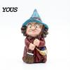 Halloween Party Decoration Witch on Broomstick Resin Figurine, Gnome Statue with Wizard Hat, For Shelf Vintage Spooky Decor for Desk Table,