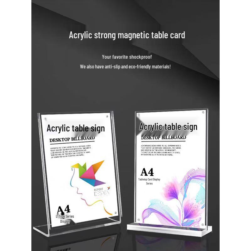 Acrylic L-Shape Slanted Sign & Card Holder