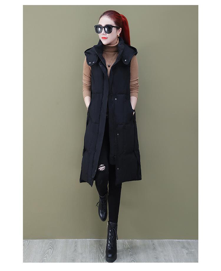 Autumn Winter Women's Solid Color Hooded Vest Loose Thickening Warm Women's Sleeveless Jacket