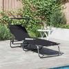 Folding Sun Lounger Black 190 X 57 X 81 Cm Oxford
