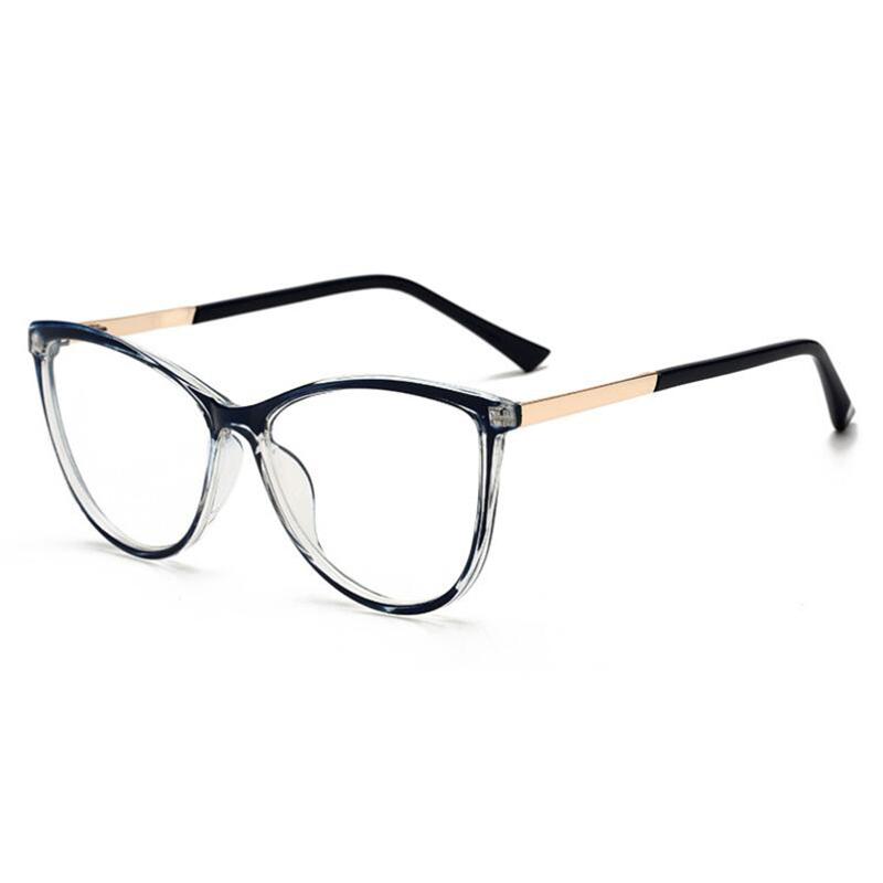 Blu-ray Blocking Cat Eye Nearsighted Eyeglasses Fashion PC Oval Prescription Spectacle 0 to -6.0 for Women Men