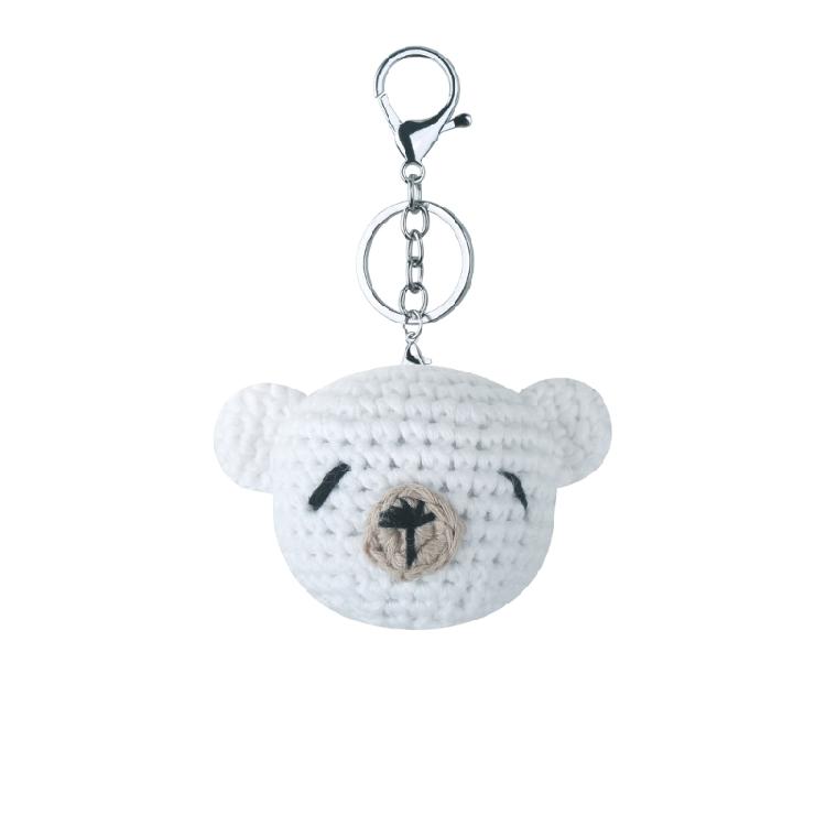 Handmade Bear Knitted Keychain Keyring Women Crocheted Wool Animal Bag Pendants