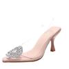 Fashion Luxury Brand Women High Heels Rhinestone Fashion Sandals 2025 Summer Transparent Shoes Ladies Pumps Slingbacks Plus Size 42