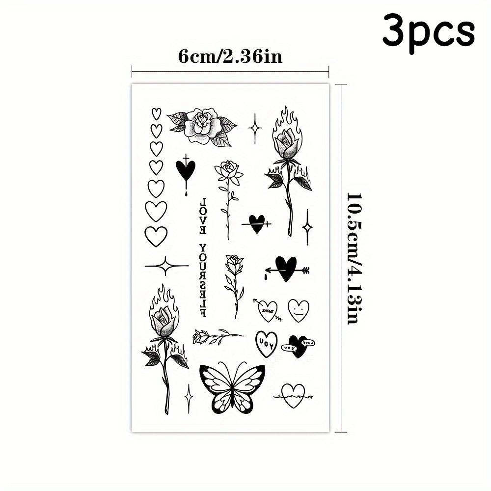 

Finger Tattoo Waterproof Temporary Tattoo Sticker Rose Flame Thorn Love Arrow Butterfly Cute Text Totem Human Art Arm Fake Tatto
