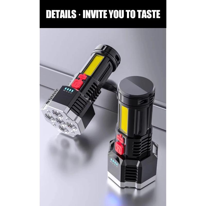 4/5/6LED High Power Led Flashlights Rechargeable Camping Spotlight With Side Light 3 Lighting Modes For Camping Adventure