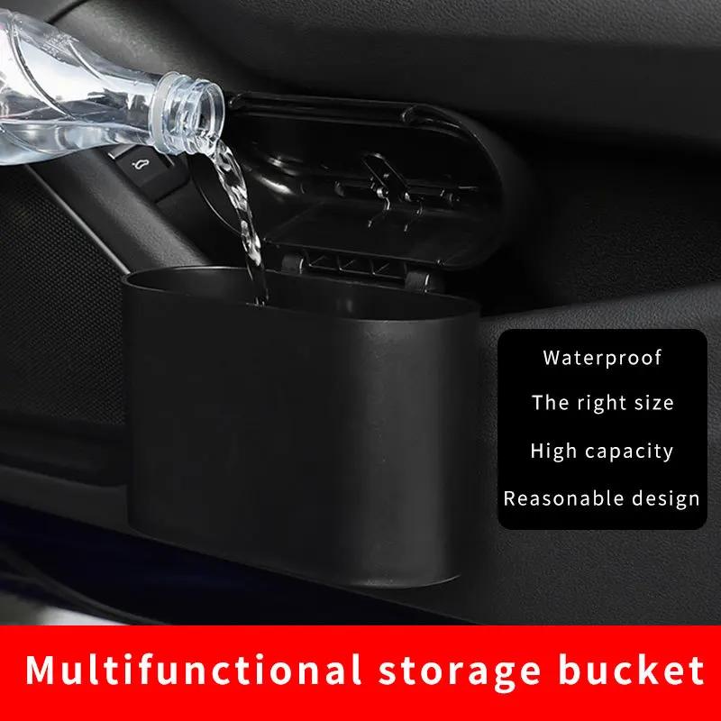 Universal Car Hanging Trash Can Mini Car Flip Cover Debris Organizer Storage Box ABS Square Push Car Interior Accessories