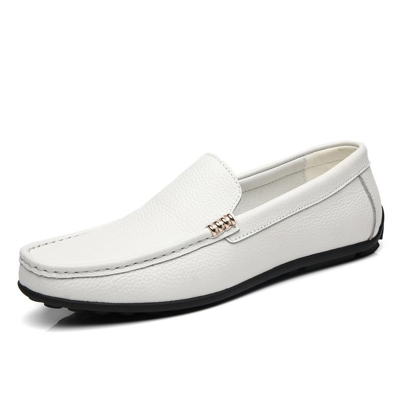 Fashion Lightweight Men Genuine Lleather Casual Shoes Lazy Shoes Male Breathable Slip-on Mens Driving Shoes Loafers Moccasins