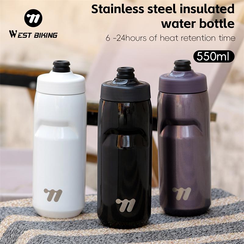 WEST BIKING Stainless Steel Bicycle Water Bottle 24H Cold/Hot Keeping 550ml Cycling Bottle Fitness Vacuum Cup Gym Sport Bottle 1
