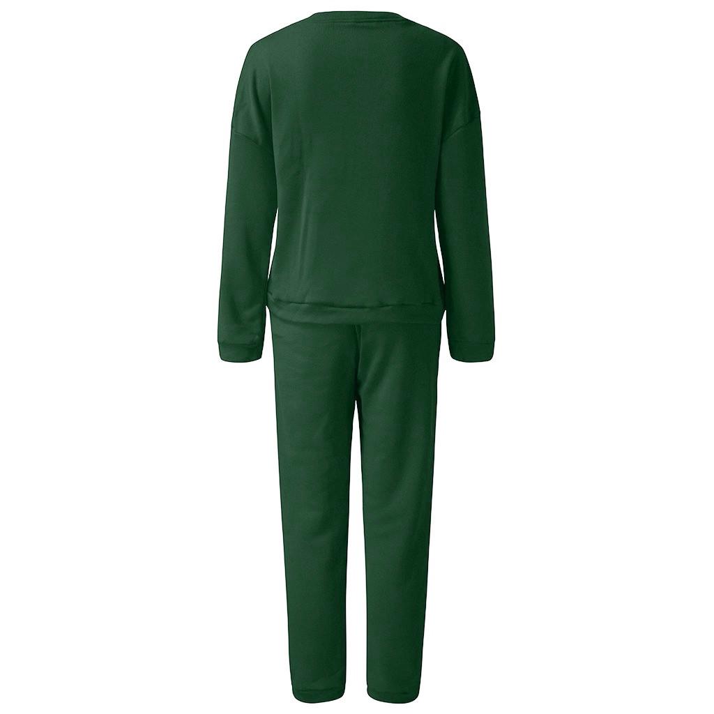 Fashion Women CasualLong Sleeve Pullove Sport Tops+Long Pants Set