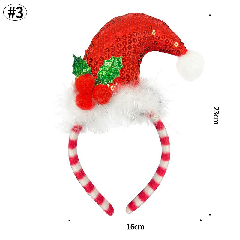 Christmas Hat Headband Christmas Glowing Headwear Party Decoration Luminous Xmas Tree Elk Hairpin Festival Party Small Gifts