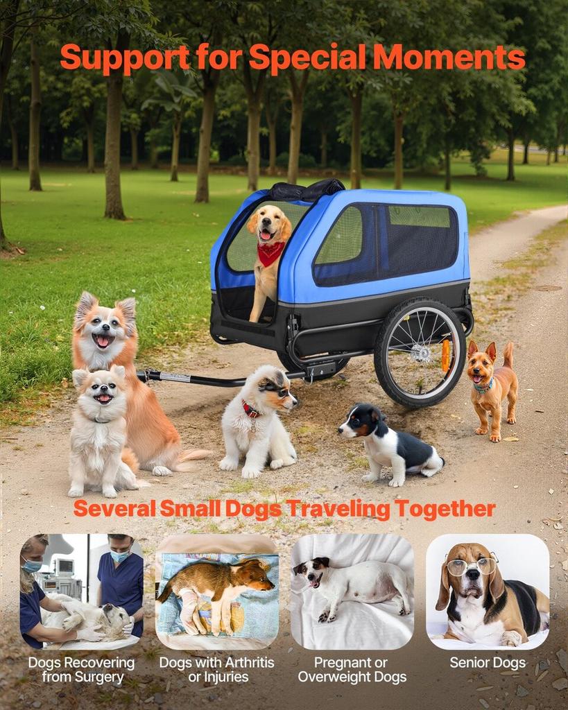 Dog Bike Trailer, Supports up to 40 kg, Pet Cart Bicycle Carrier for Small & Large Dogs, Easy Folding Frame with Quick Release Wheel, Universal